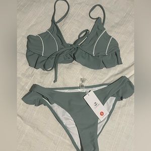 Brand new with tags, Cupshe Mist Green Ruffled Bikini Small